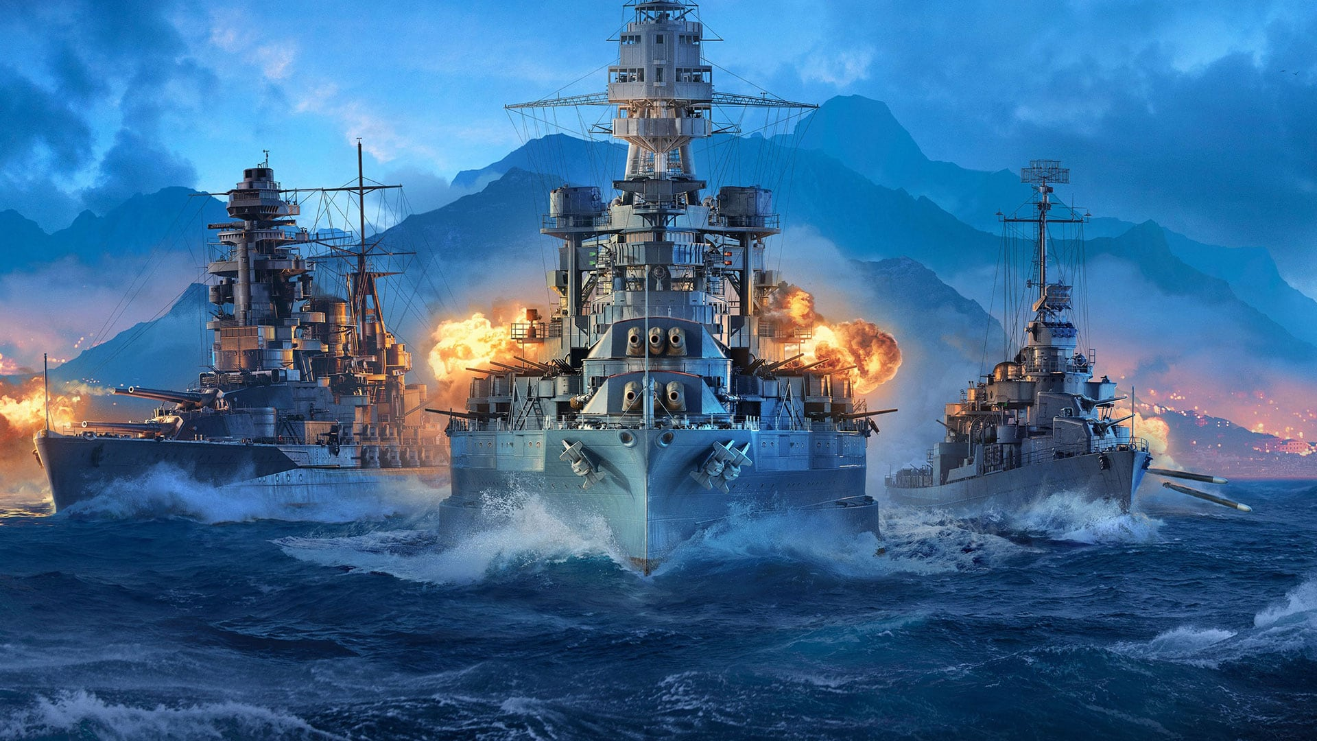 Линкор миссури морской бой. Корабли игра World of Warships. Морской бой World of Warships. World of Warships ps4.